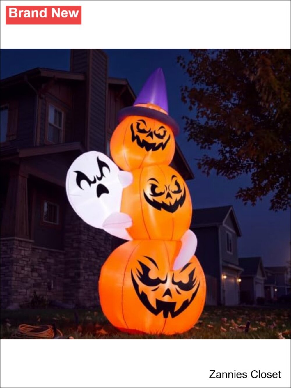 👻 6 FT Halloween Inflatable Outdoor Decor Pumpkins Ghost Witch Hat LED Yard